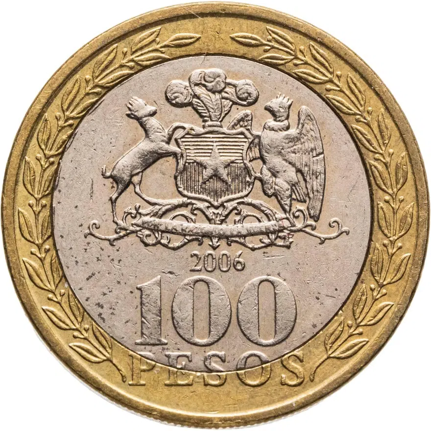 Чили 100 песо (pesos) 2006, аверс