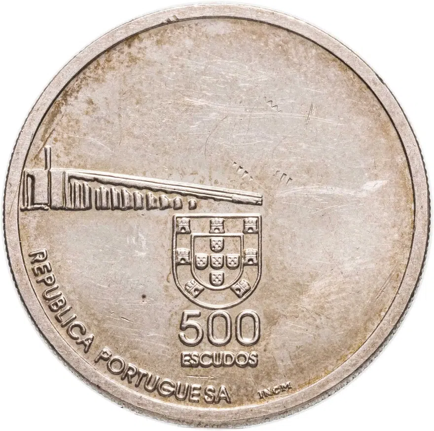 Португалия 500 эскудо (escudos) 1999  "Возврат Макао под юрисдикцию Китая", реверс
