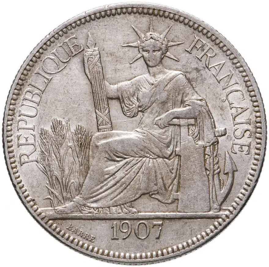 Французский Индокитай 1 пиастр (piastre) 1907