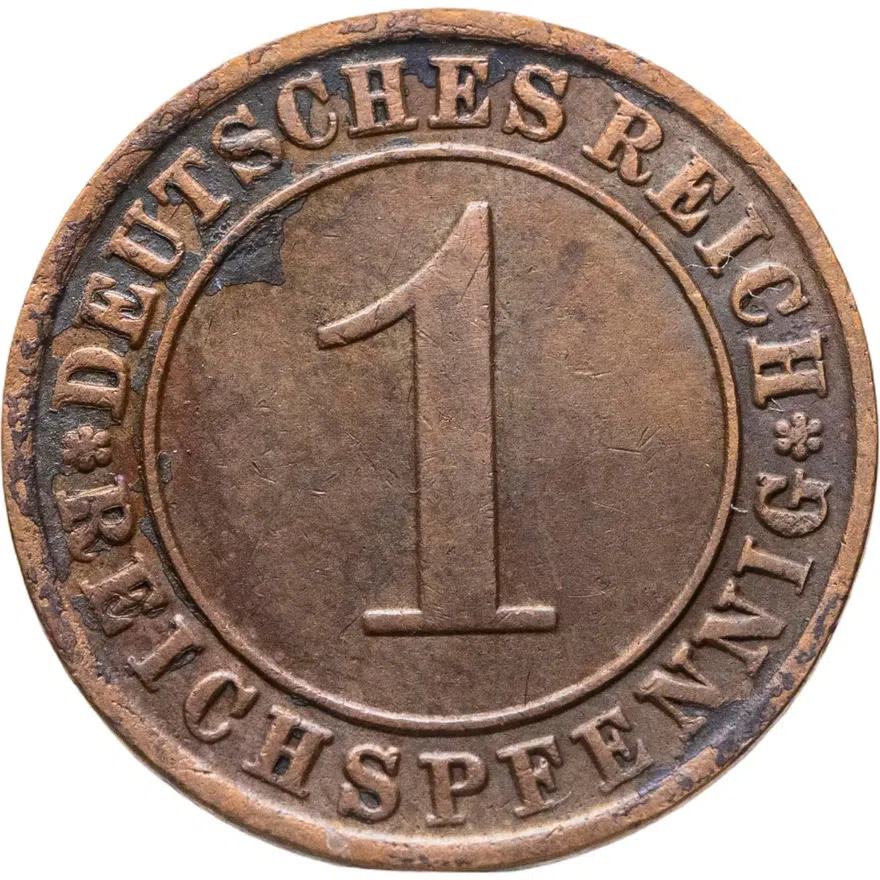Германия 1 рейхспфенниг (reichspfennig) 1934 A  знак монетного двора "A" — Берлин