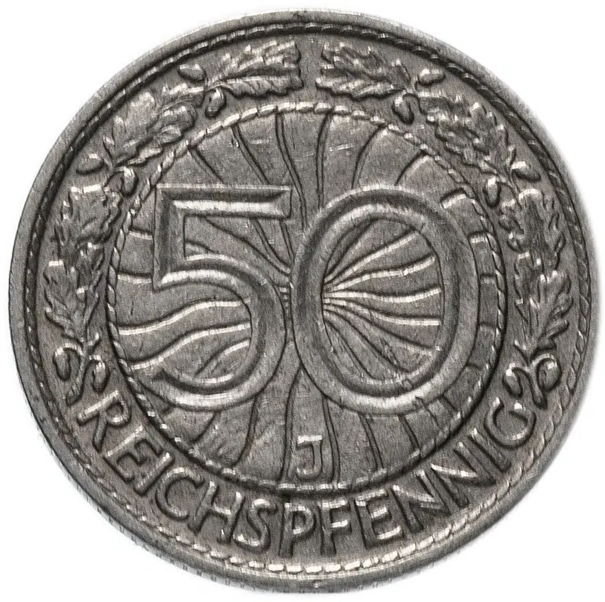 Германия  50 рейхспфеннигов (reichspfennig) 1935 J, аверс