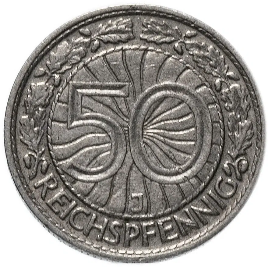 Германия  50 рейхспфеннигов (reichspfennig) 1935 J, реверс