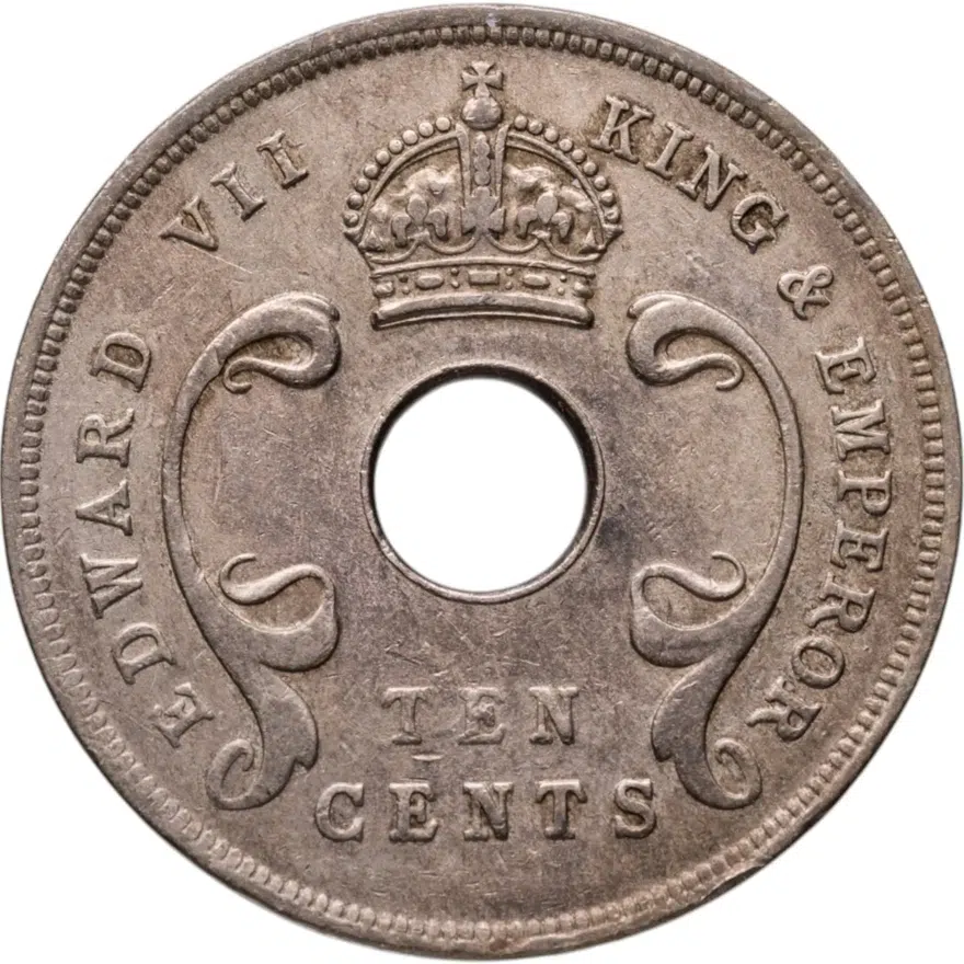 Британская Восточная Африка и Уганда 10 центов (cents) 1907, аверс