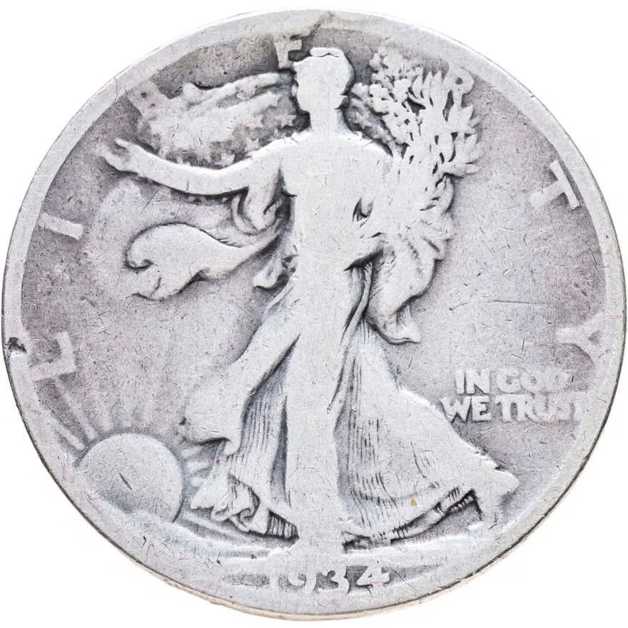 США 50 центов (1/2 доллара, half dollar) 1934 года, без буквы "Walking Liberty Half Dollar", реверс