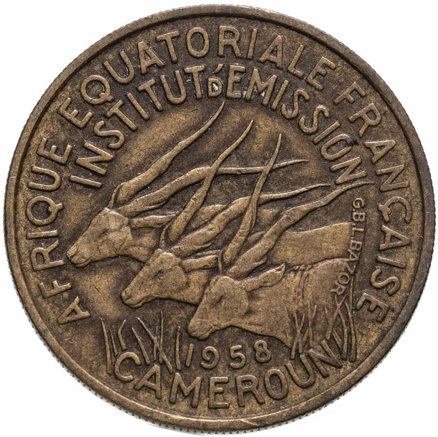 Камерун (Французская Экваториальная Африка) 25 франков (francs) 1958, реверс