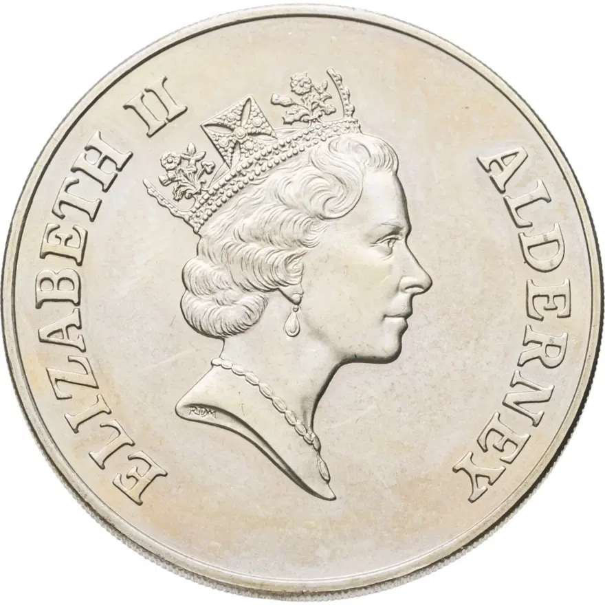 Олдерни 5 фунтов (pounds) 1995 "95 лет со дня рождения Королевы-Матери", реверс