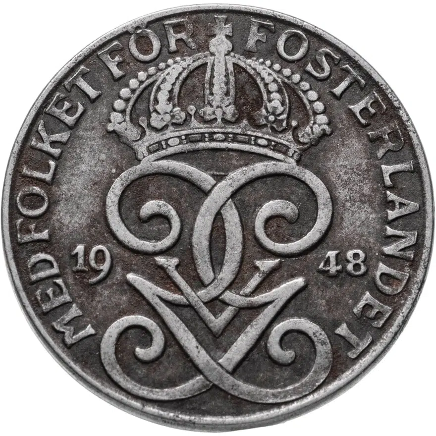 Швеция 2 эре (ore) 1948, реверс