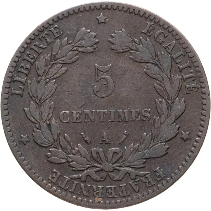 Франция 5 сантимов (centimes) 1881, аверс
