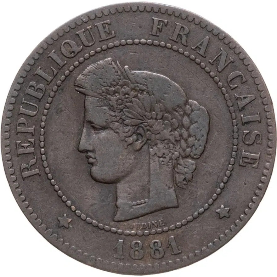 Франция 5 сантимов (centimes) 1881, реверс