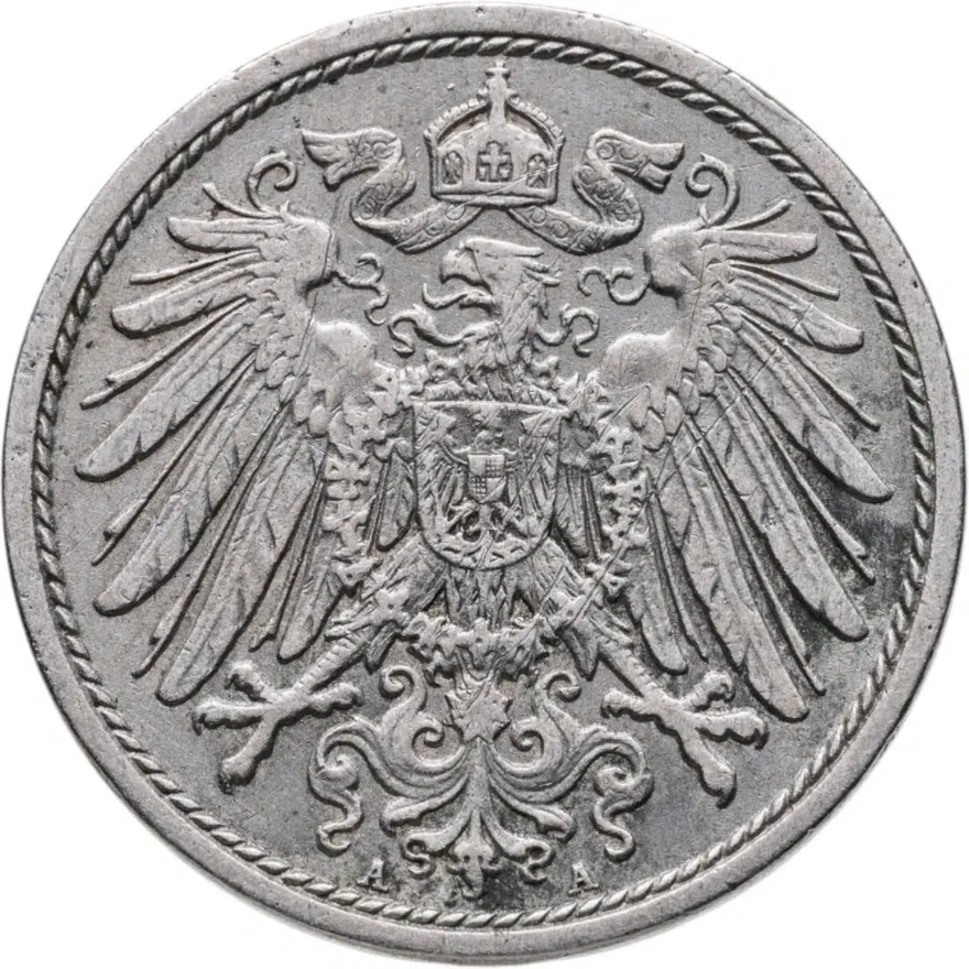Германия 10 пфеннигов (pfennig) 1910 A  знак монетного двора: "A" - Берлин, реверс