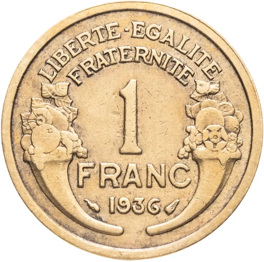 Франция 1 франк (franc) 1936, аверс