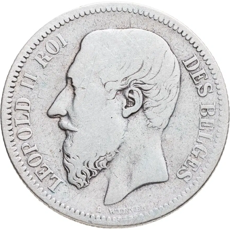 Бельгия 2 франка (francs) 1866   с крестом на короне