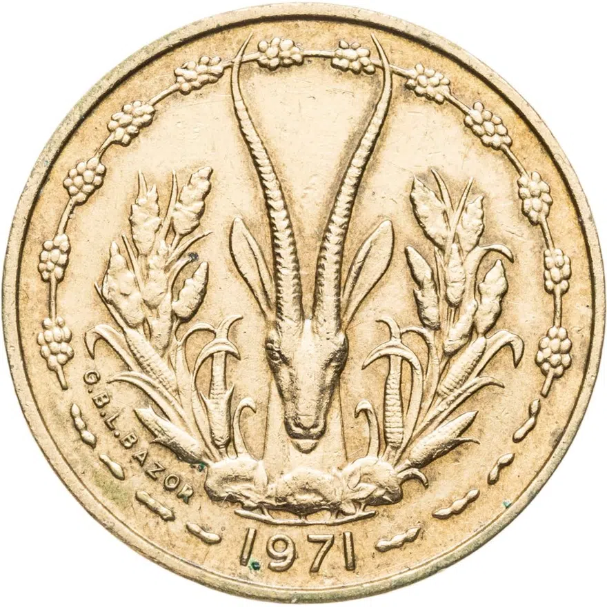 Западная Африка (BCEAO) 5 франков (francs) 1971, реверс