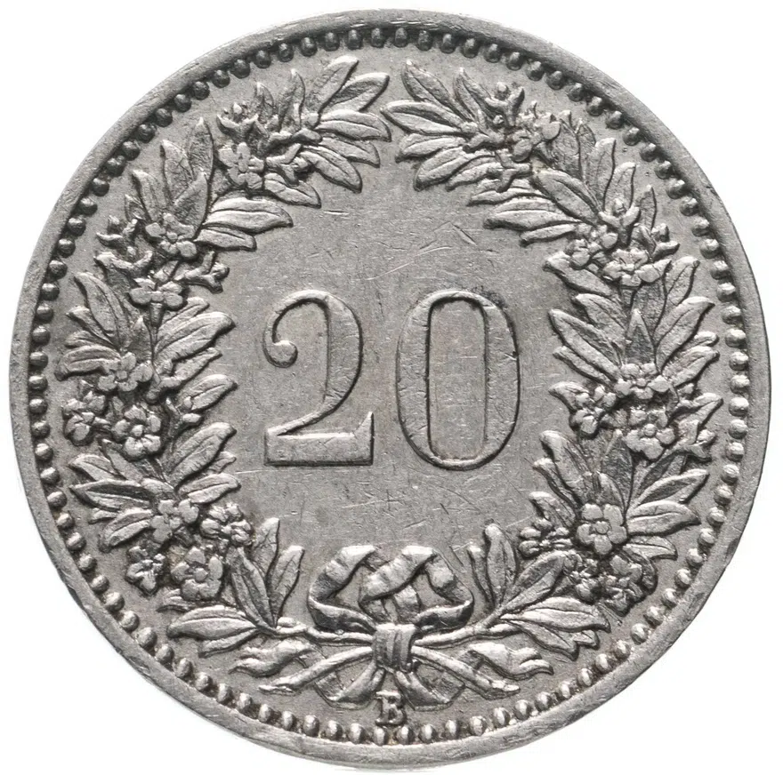 Швейцария 20 раппенов (rappen) 1900