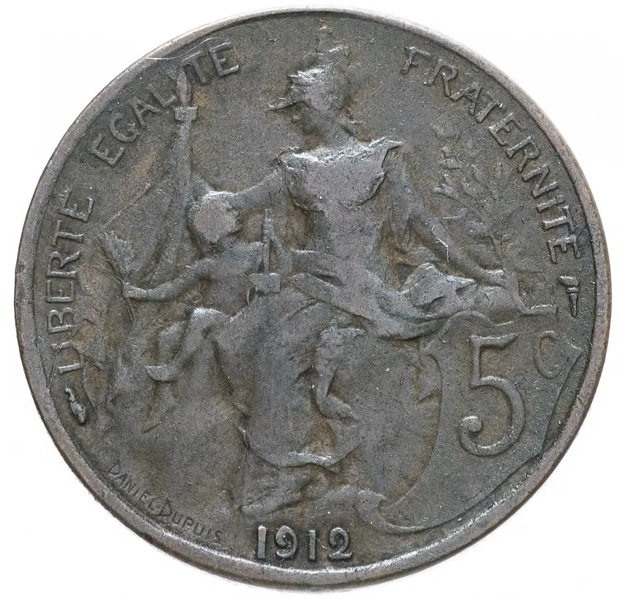 Франция 5 сантимов (centimes) 1912, аверс