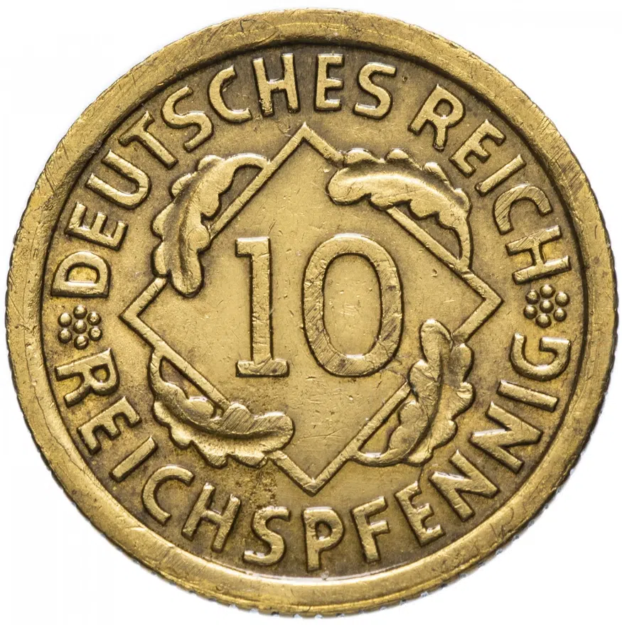 Германия (Третий рейх) 10 рейхспфеннигов (reichspfennig) 1936 F, аверс