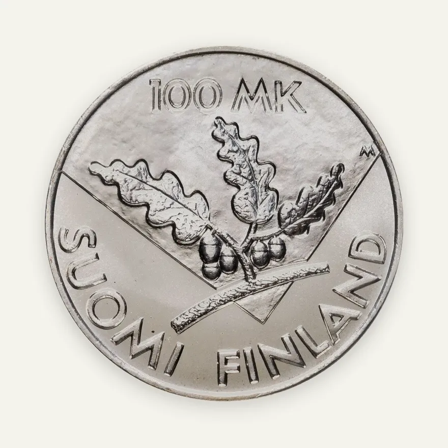 Финляндия 100 марок (markkaa) 1995  50 лет ООН, реверс