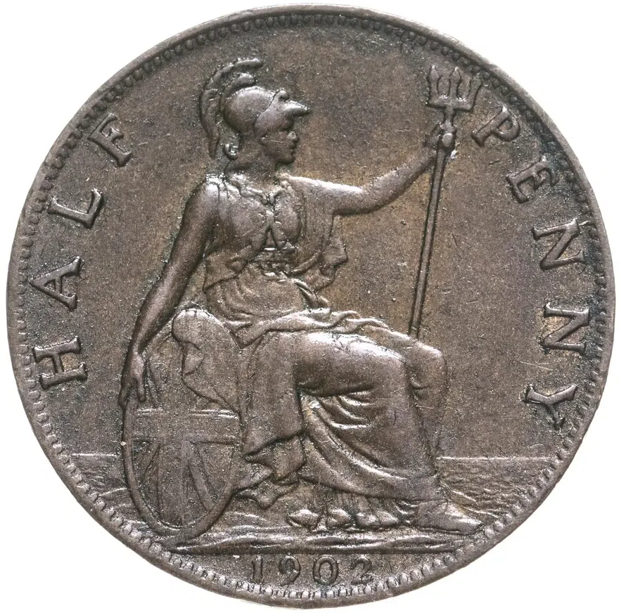 Великобритания 1/2 пенни (penny) 1902, реверс