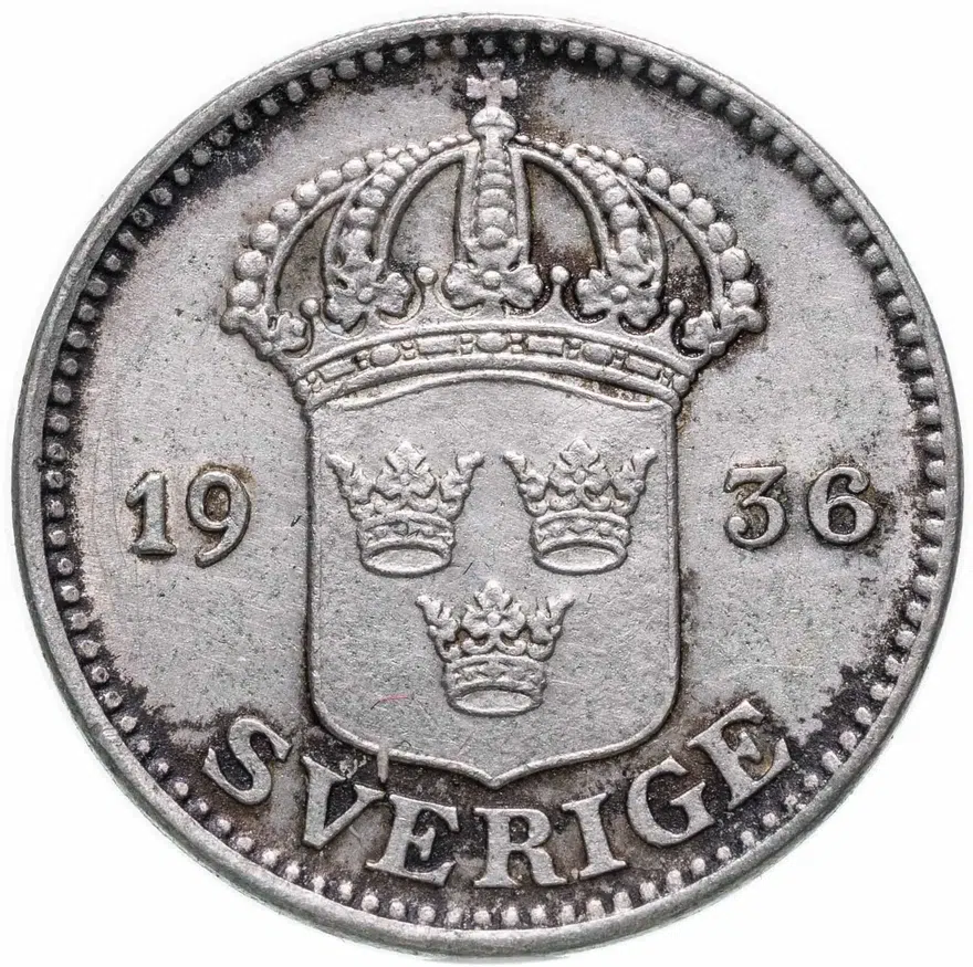 Швеция 25 эре (ore) 1936, аверс