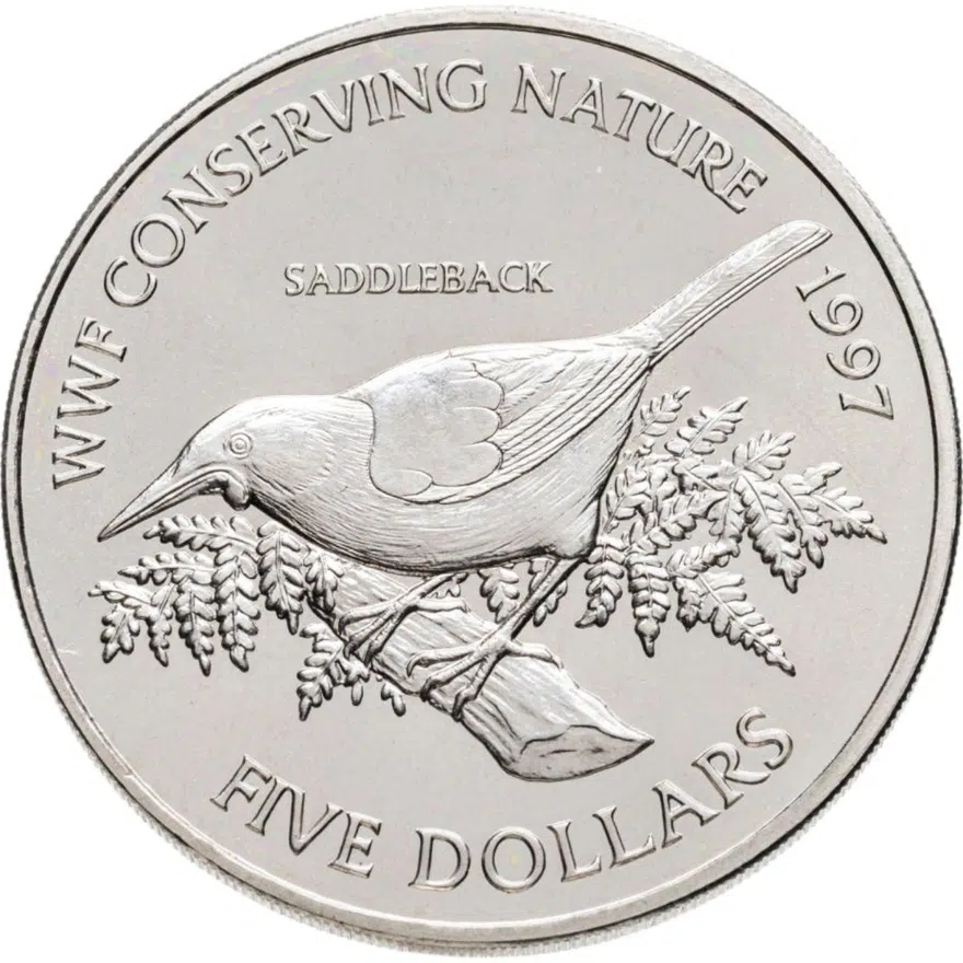 Новая Зеландия 5 долларов (dollars) 1997  Тико, реверс