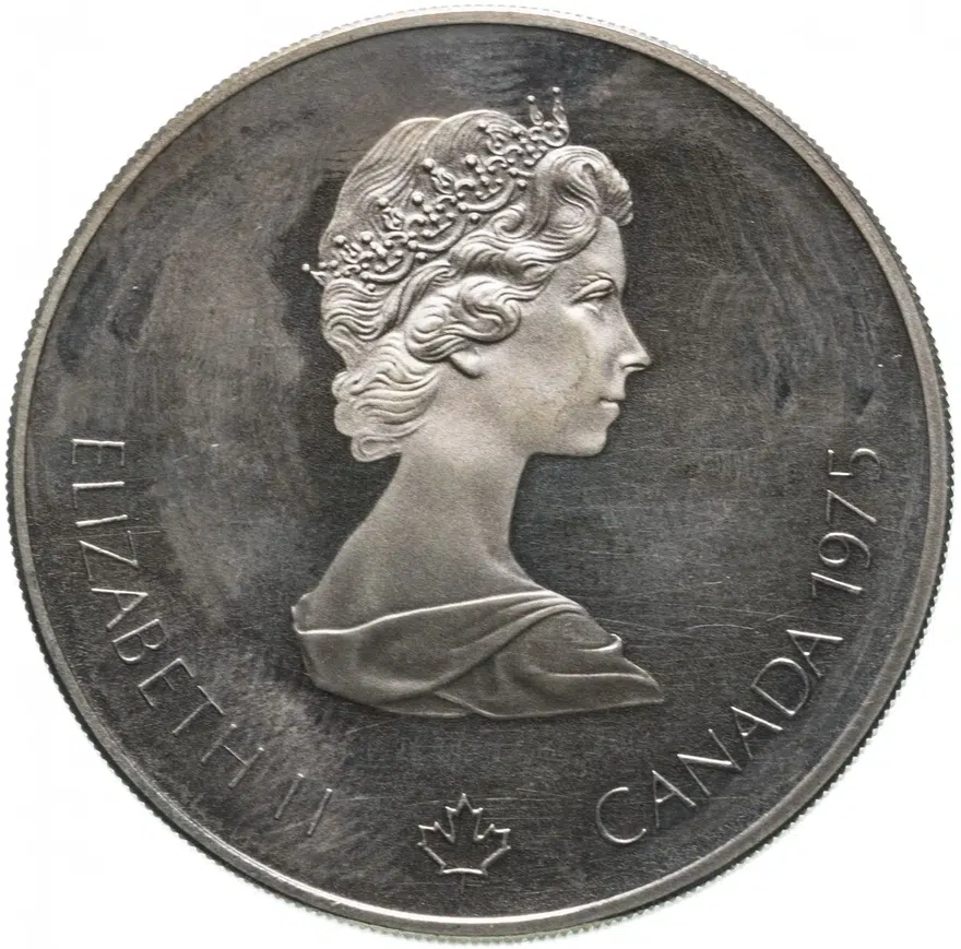 Канада 5 долларов (dollars) 1975 "XXI летние Олимпийские Игры, Монреаль 1976 - Метание копья", реверс