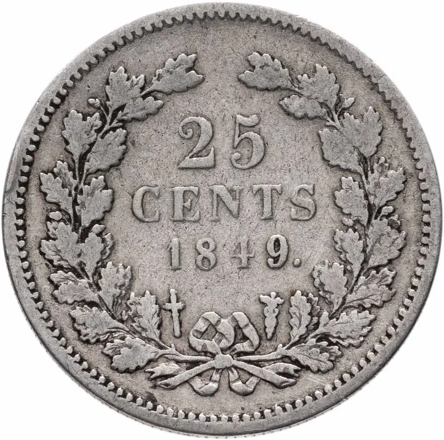 Нидерланды 25 центов (cents) 1849