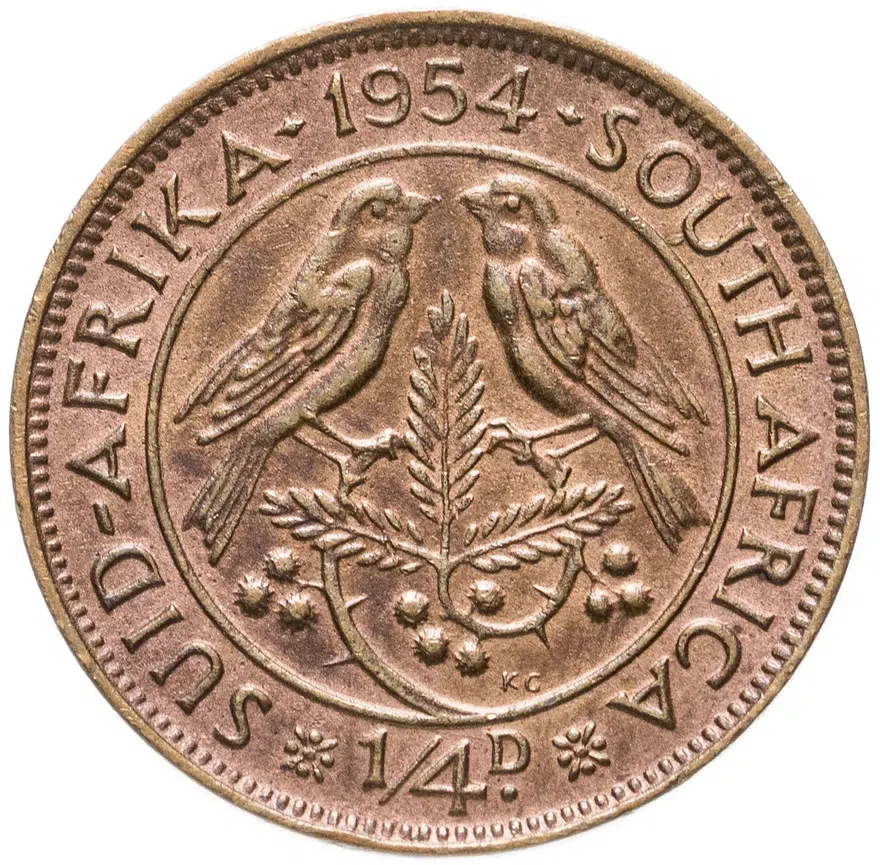 ЮАР 1/4 пенни (penny) 1954, аверс