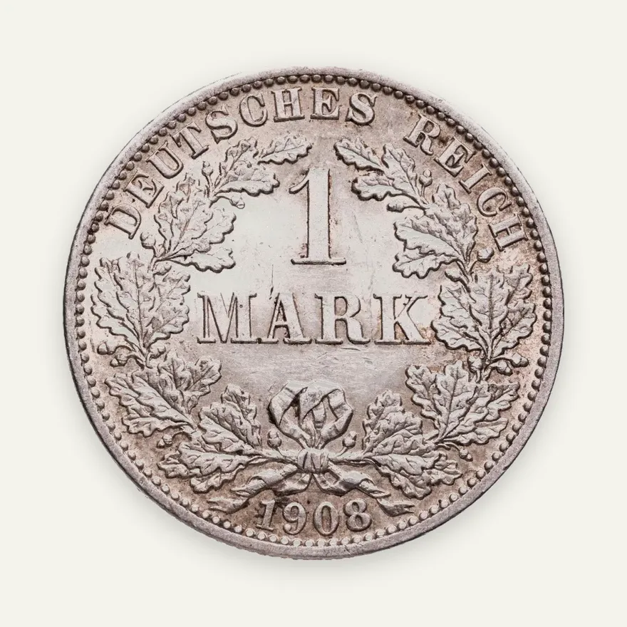 Германия 1 марка (mark) 1908 A  знак монетного двора: "A" - Берлин