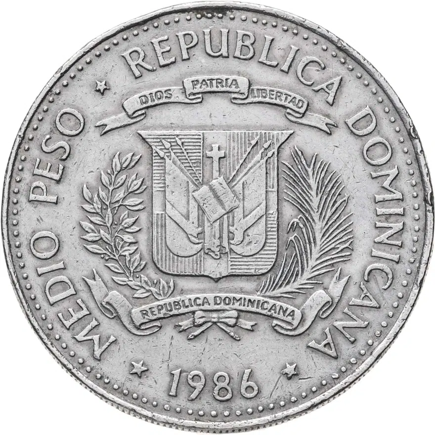 Доминикана 1/2 песо (peso) 1986, реверс