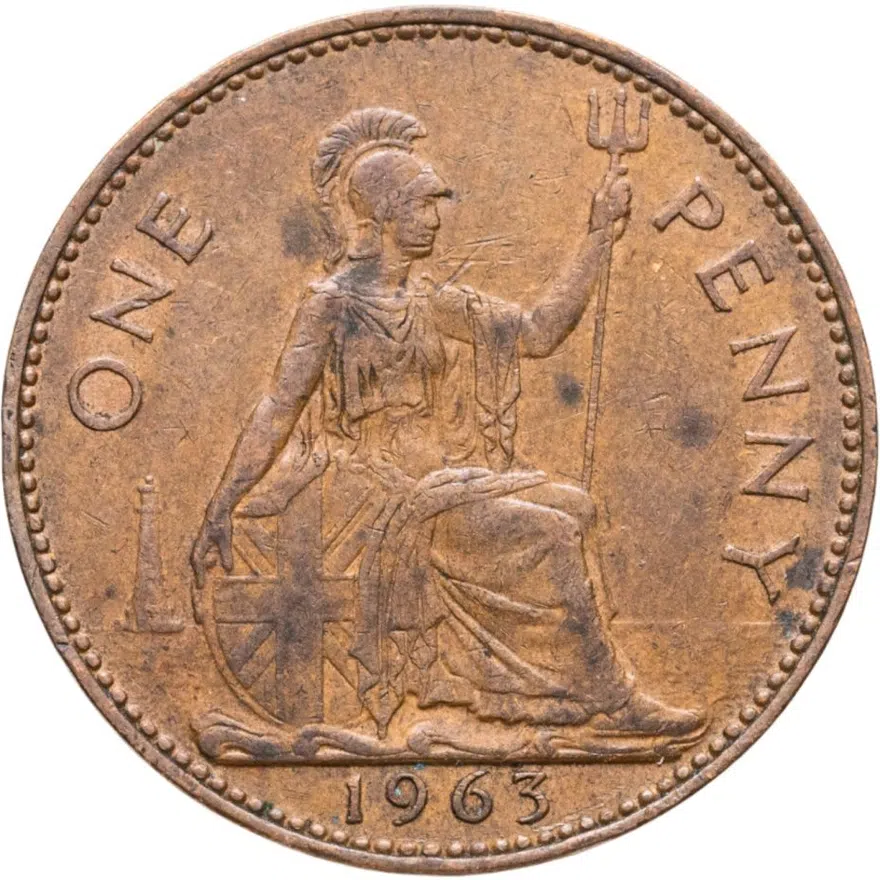 Великобритания 1 пенни (penny) 1963, аверс