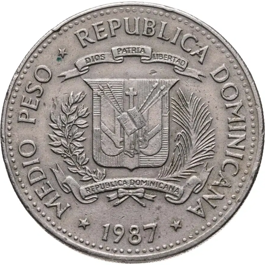 Доминикана 1/2 песо (peso) 1987