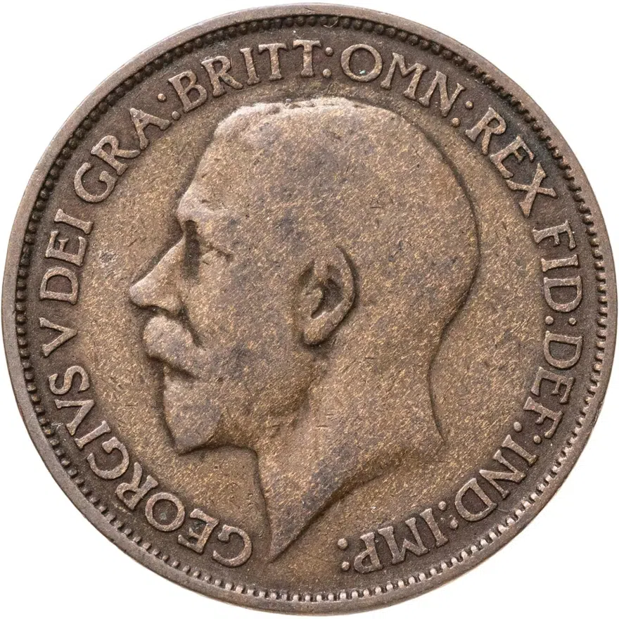 Великобритания 1/2 пенни (penny) 1912, аверс