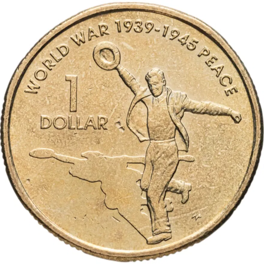 Австралия 1 доллар (dollar) 2005 "60 лет со дня окончания Второй Мировой войны", аверс