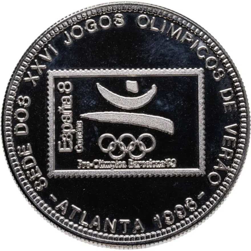 Сан-Томе и Принсипи 1000 добр (dobras) 1996 100 лет Олимпийским играм, Барселона 1992, реверс