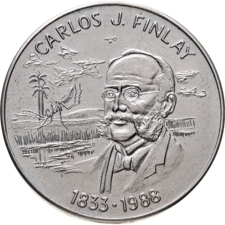 Куба 1 песо (peso) 1988  155 лет со дня рождения Карлоса Финлея /медно-никелевый сплав/, аверс