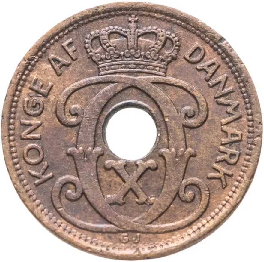 Дания 1 эре (ore) 1938, реверс