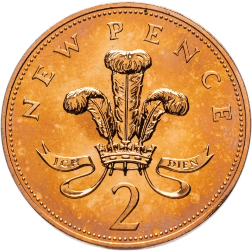 Великобритания 2 новых пенса (new pence) 1974, аверс