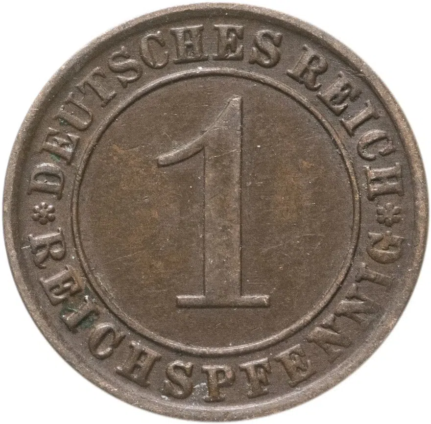 Германия 1 рейх пфенниг 1924-1936