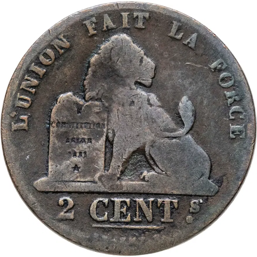 Бельгия 2 сантима (centimes) 1848