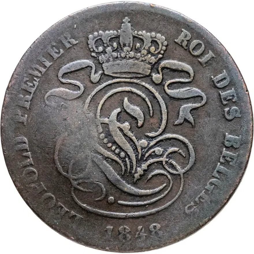 Бельгия 2 сантима (centimes) 1848, реверс