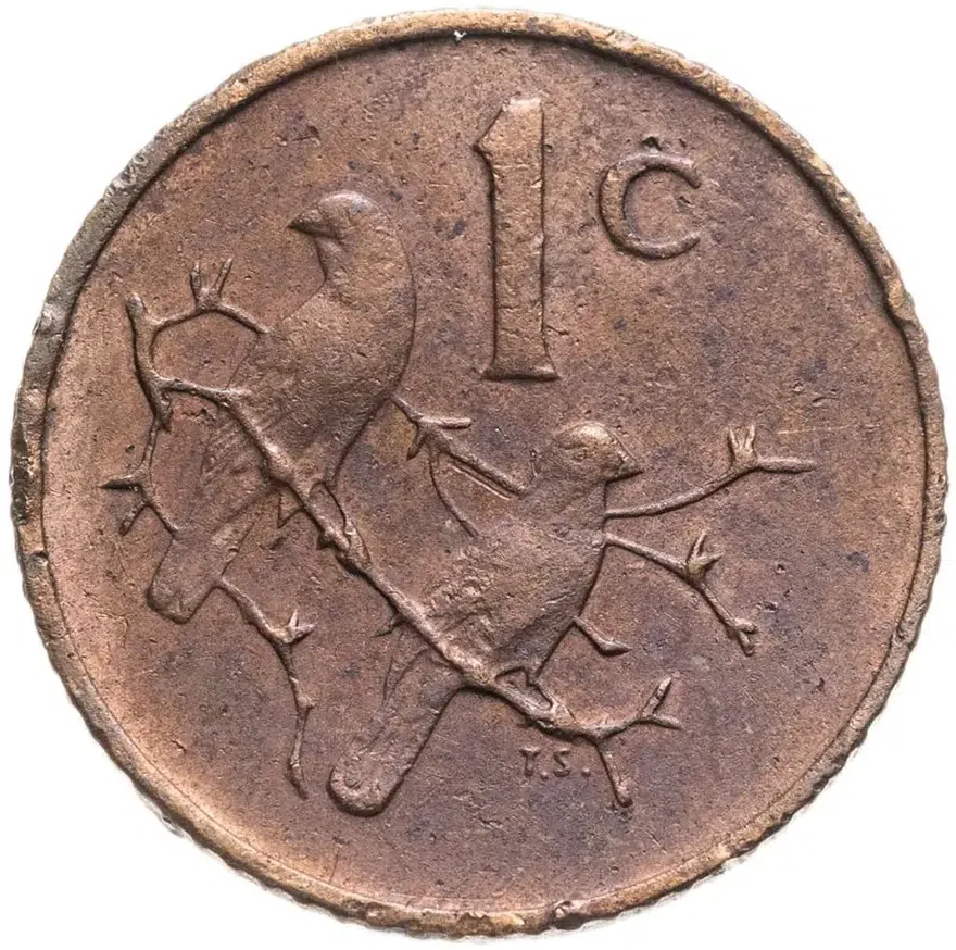 ЮАР 1 цент (cent) 1968  Окончание президентства Чарльза Сварта /SOUTH AFRICA/, реверс