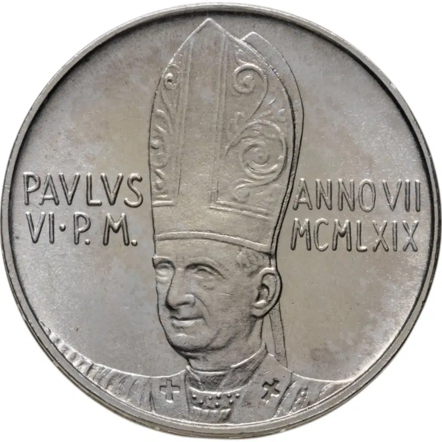 Ватикан 500 лир (lire) 1969, реверс