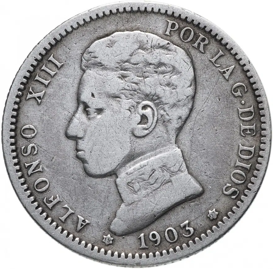 Испания 1 песета (peseta) 1903