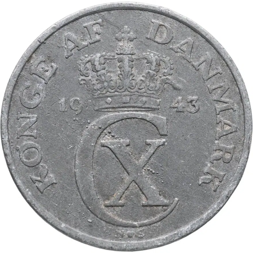 Дания 5 эре (ore) 1943, реверс