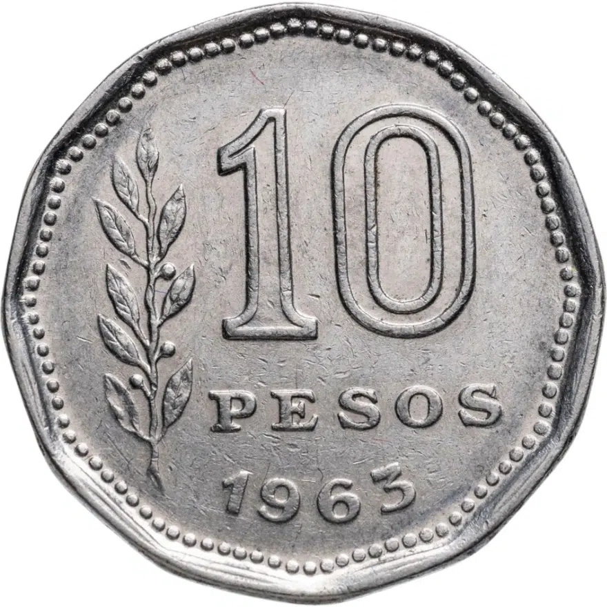 Аргентина 10 песо (pesos) 1963