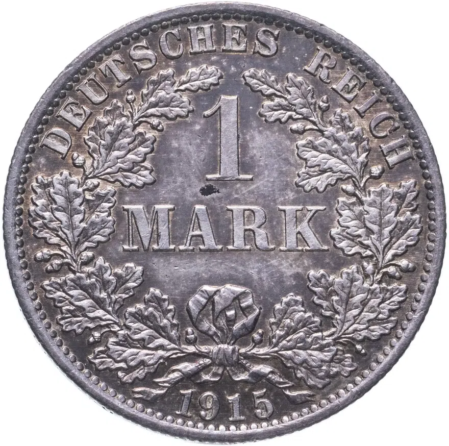 Германия 1 марка (mark) 1915 A  знак монетного двора: "A" - Берлин, аверс