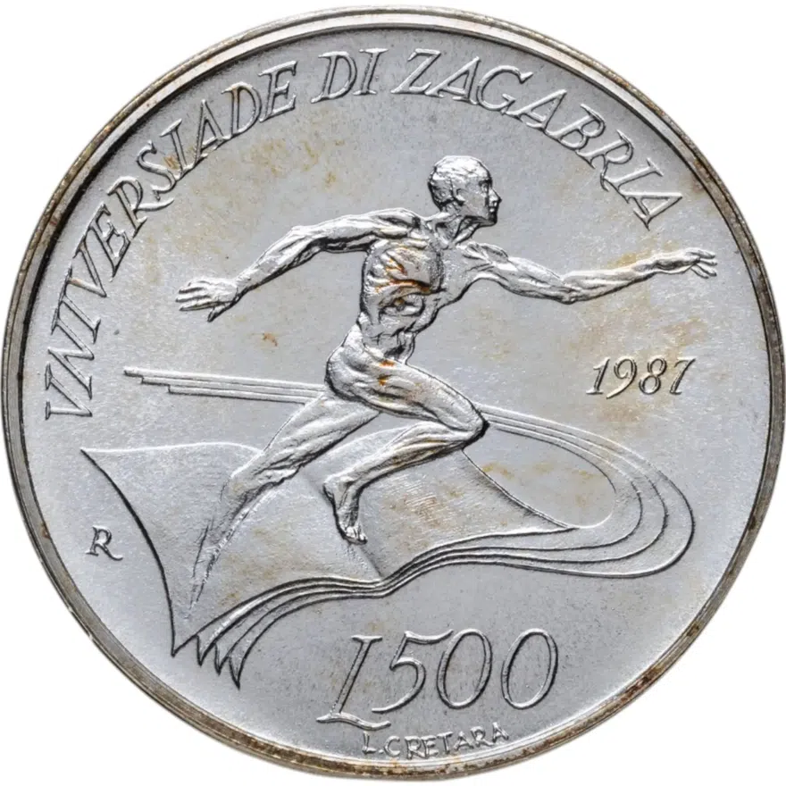 Сан-Марино 500 лир (lire) 1987  Летняя Универсиада 1987, Загреб, аверс