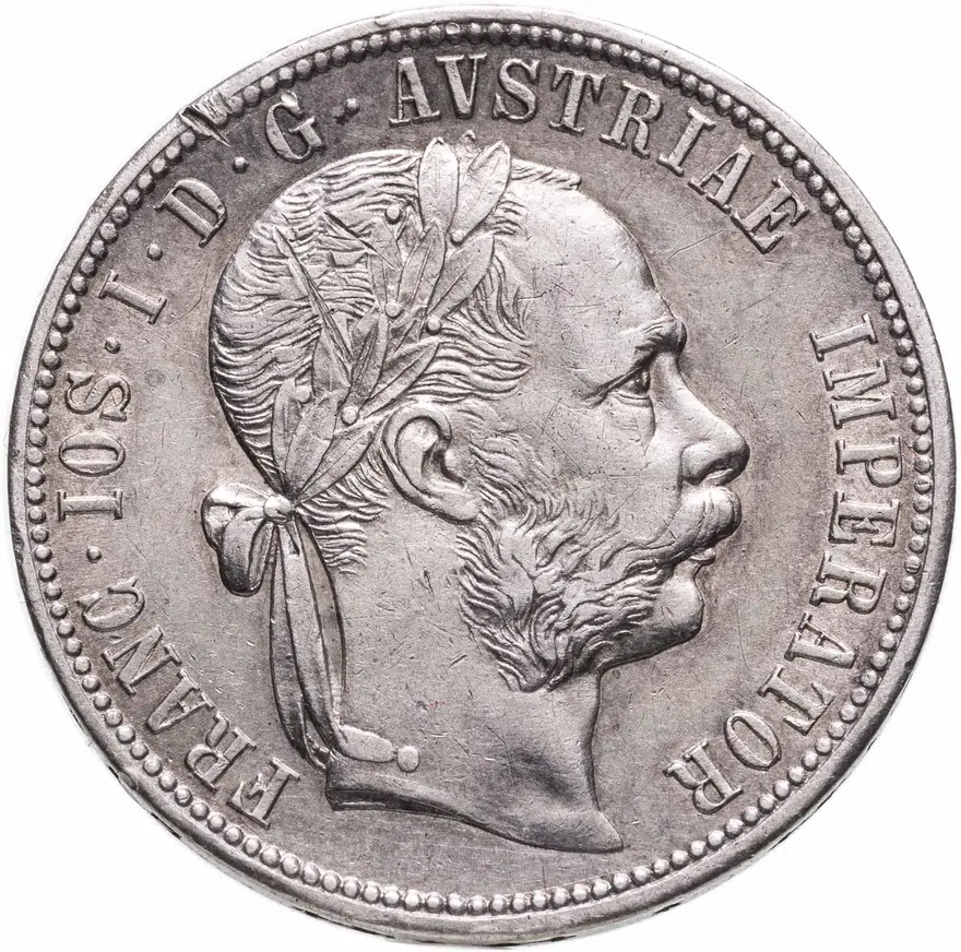 Австро-Венгрия 1 флорин (florin) 1876, монета для Австрии, аверс