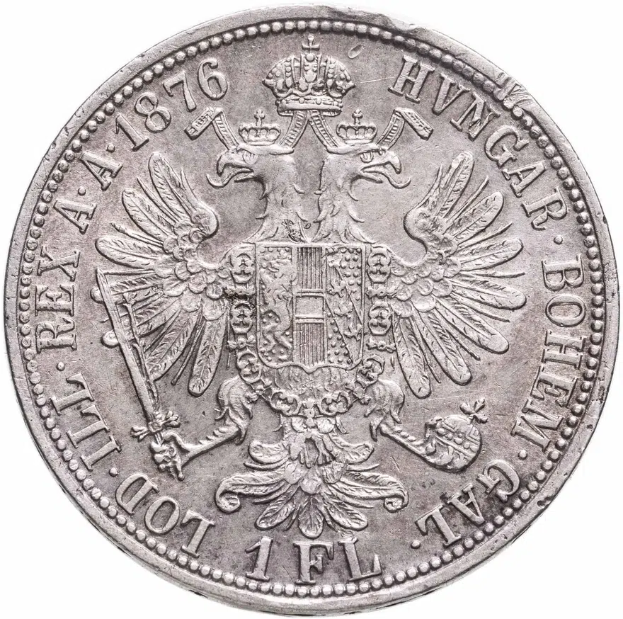 Австро-Венгрия 1 флорин (florin) 1876, монета для Австрии, реверс