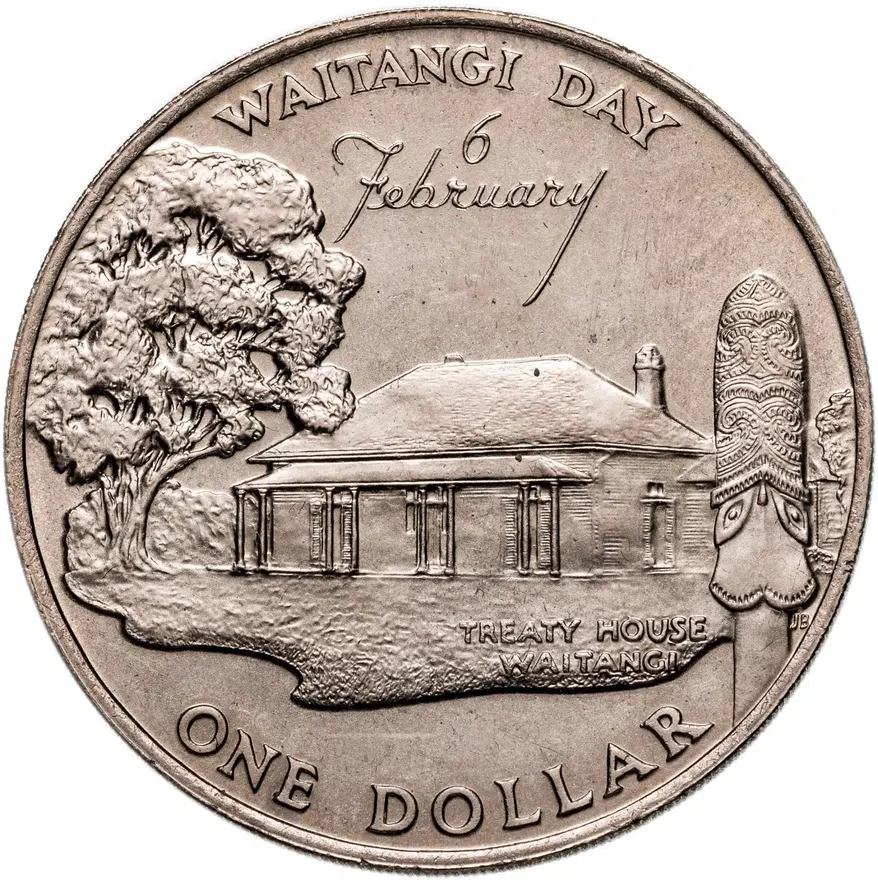 Новая Зеландия 1 доллар (dollar) 1977  25 лет правления Королевы Елизаветы II и День Вайтанги